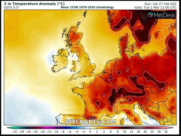 UK and Europe Weather Forecast (Today March 1): Warm plume to blast Britain, Snow returns to Europe