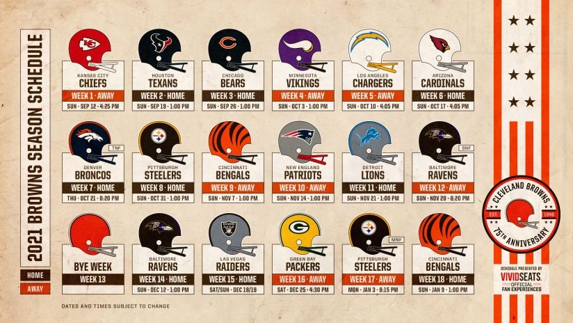 Cleveland Browns Schedule in 2021 NFL: Dates/Time, Team News