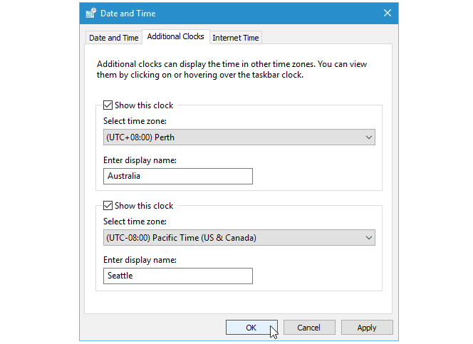 How Can I Configure Different Time Zone Clocks in Windows 10?