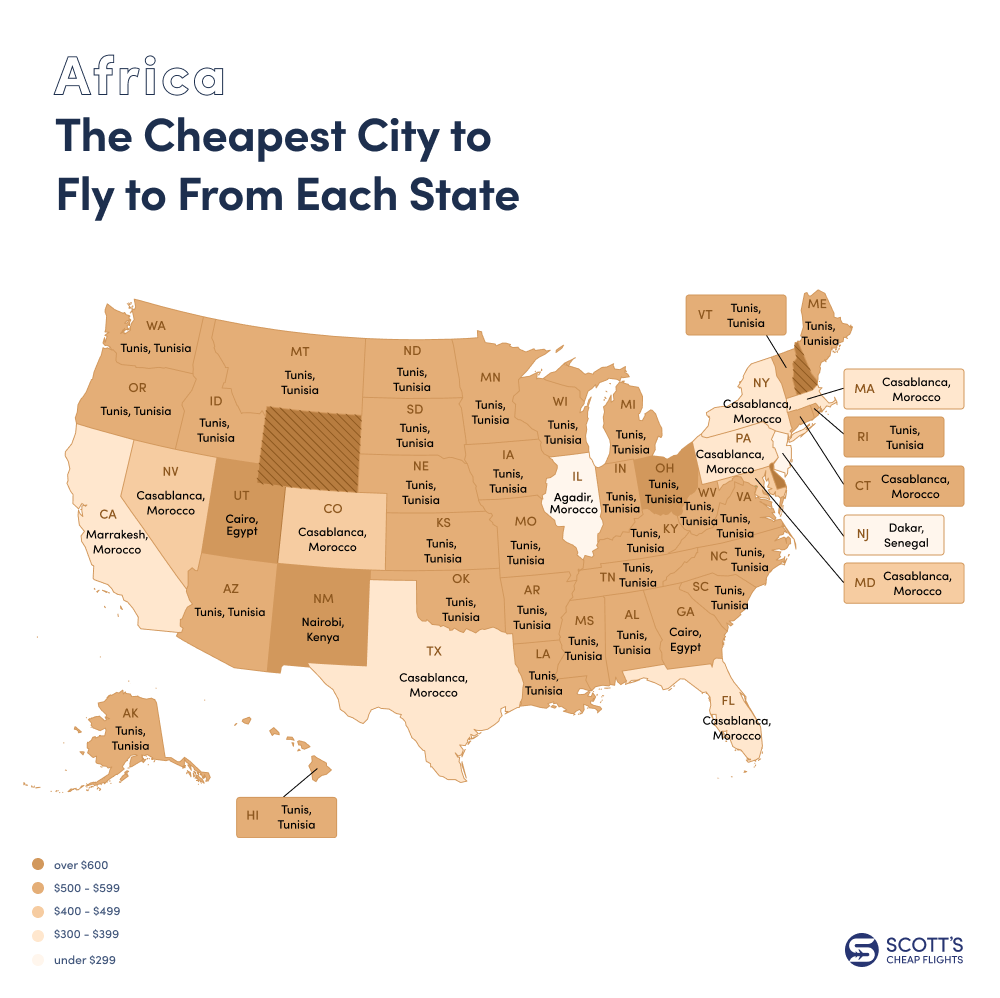 The Cheapest Place to Fly to from Every U.S. State by Region