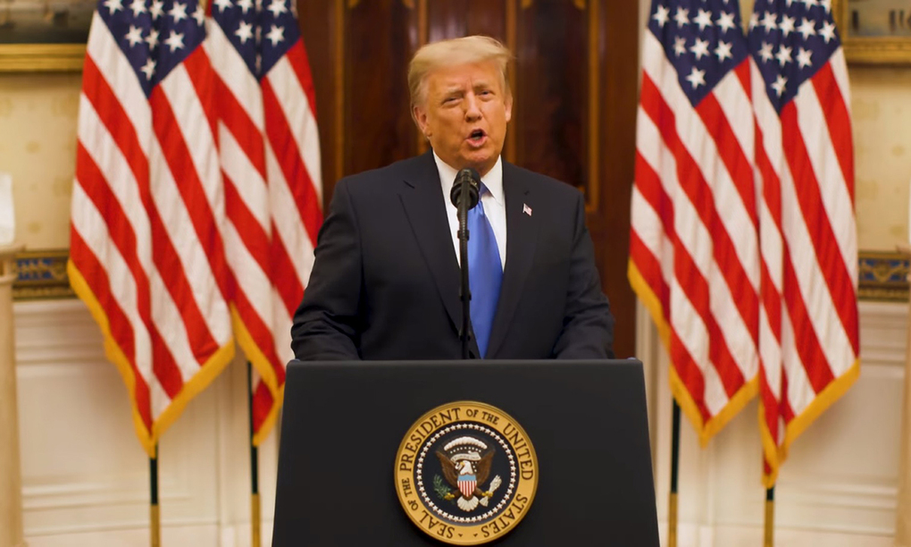 President Donald Trump speaks in farewell video. 
