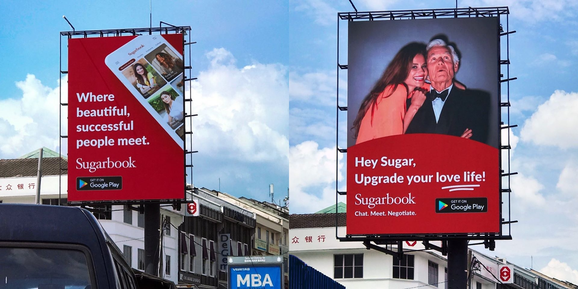 Sugarbook's billboard hang on street stir up controversy