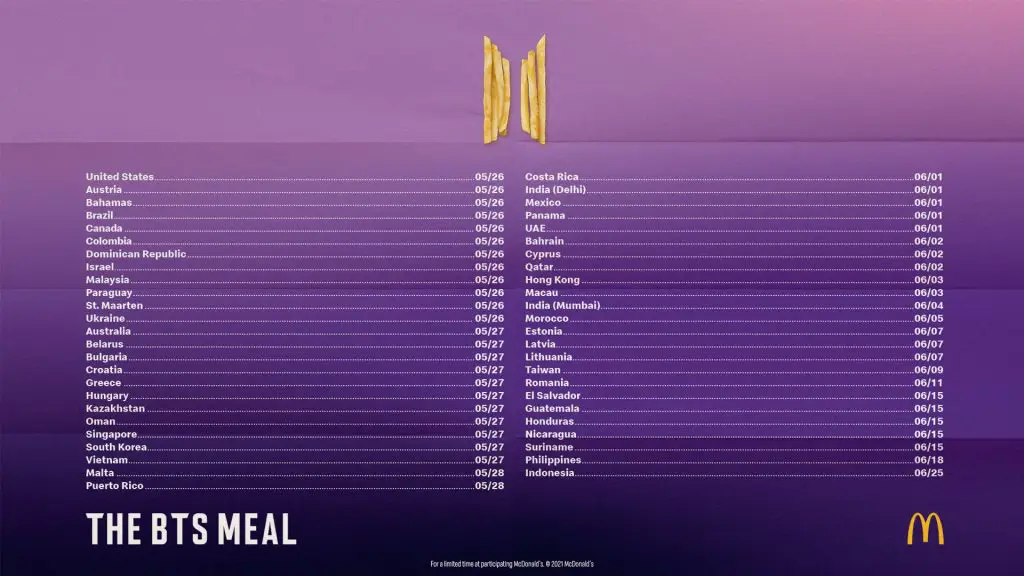 A look at every location promoting The BTS Meal at McDonald’s. Twitter Mc Donald's 