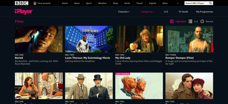 BBC iPlayer homepage. Photo: Screenshot 