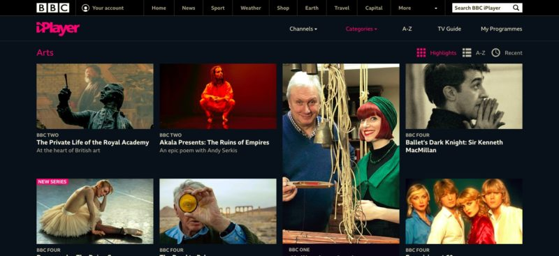 BBC iPlayer Homepage. Photo: Screenshot