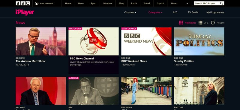 BBC iPlayer. Photo: Screenshot 