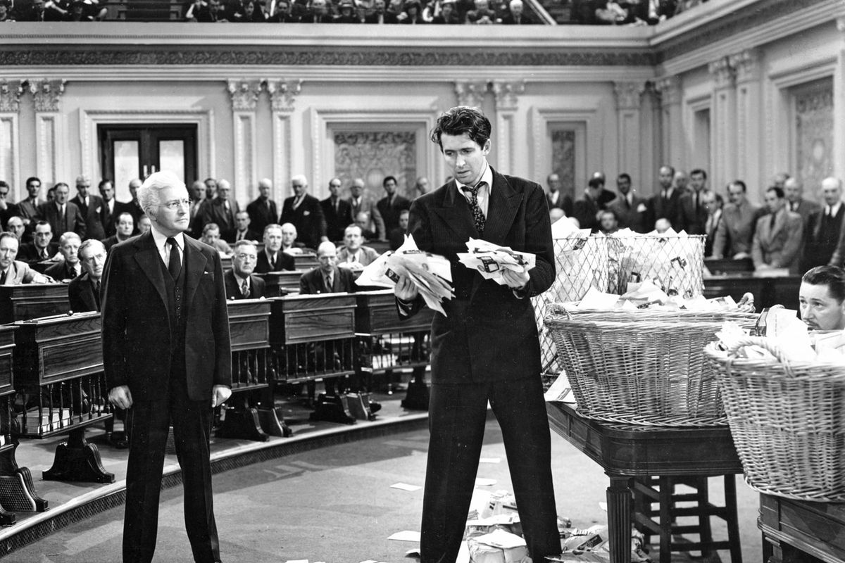 Claude Rains and Jimmy Stewart in Mr. Smith Goes to Washington
