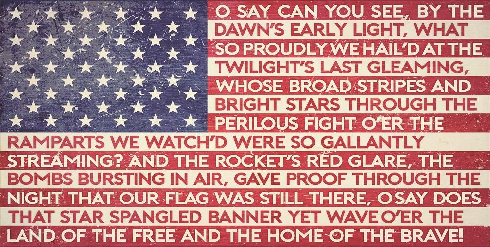 What Is The American National Anthem Full Lyrics History And Other   2757 PTSB232 American Flag Sign 4899 