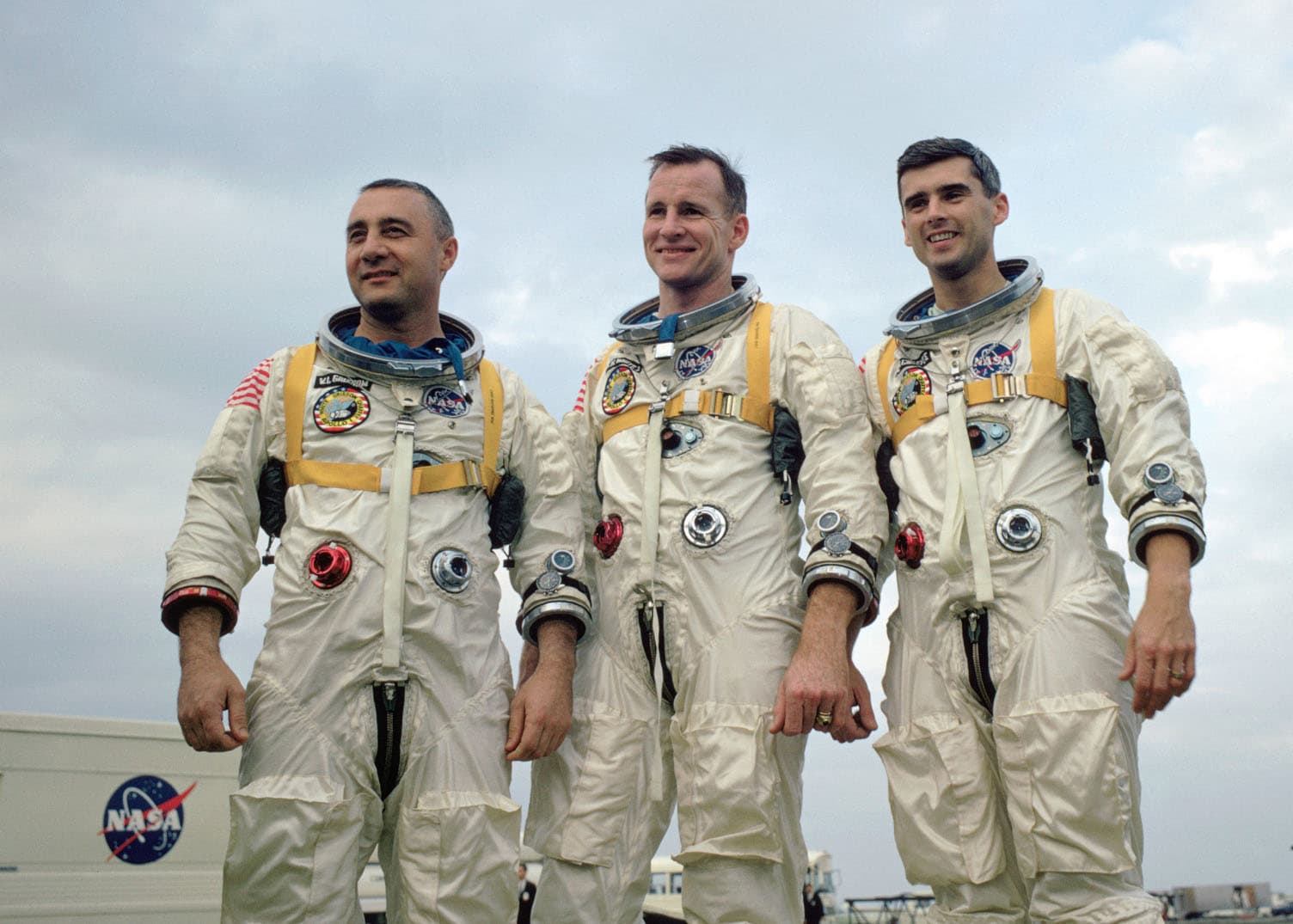 Apollo 1 Crew The crew included (L-R) Gus Grissom, Ed White and Roger Chaffee.  NASA