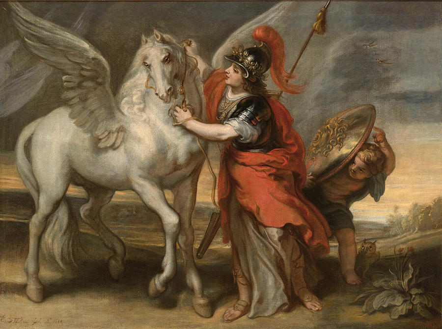 Athena and Pegasus is a painting by Theodoor van Thulden. Photo: Fine Art America 