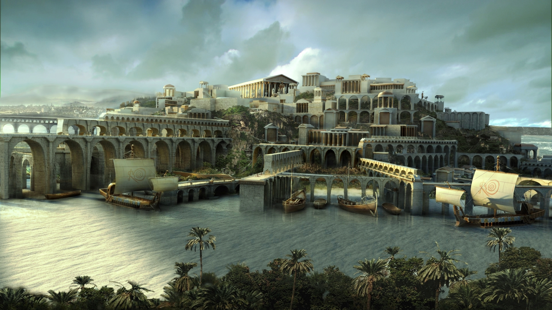 An artist's conception shows the city of Atlantis as it has been envisioned in legend.National Geographic