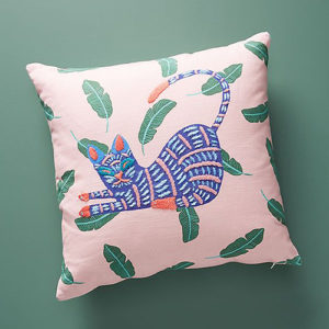 Embroidered cat pillow from Anthropologie