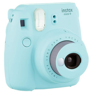 Light blue fujifilm instax camera