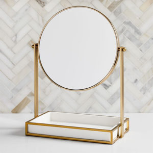 Gold and white west elm vanity mirror