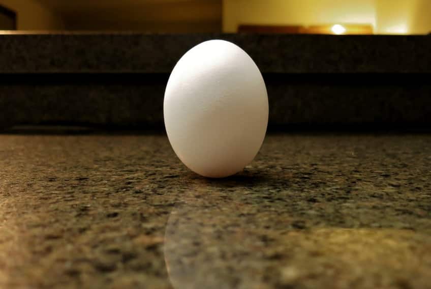 Egg balancing on the counter