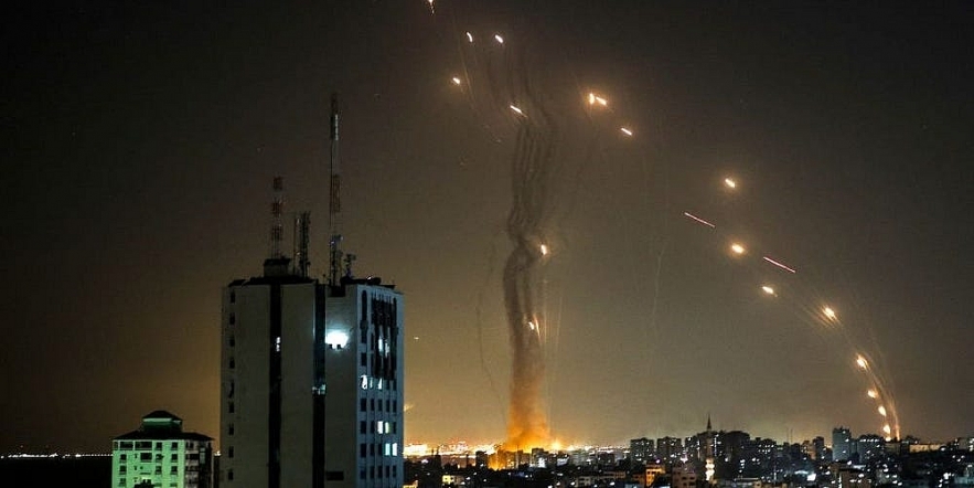 Video: Israel's Iron Dome defence intercepts scores of Gaza rockets