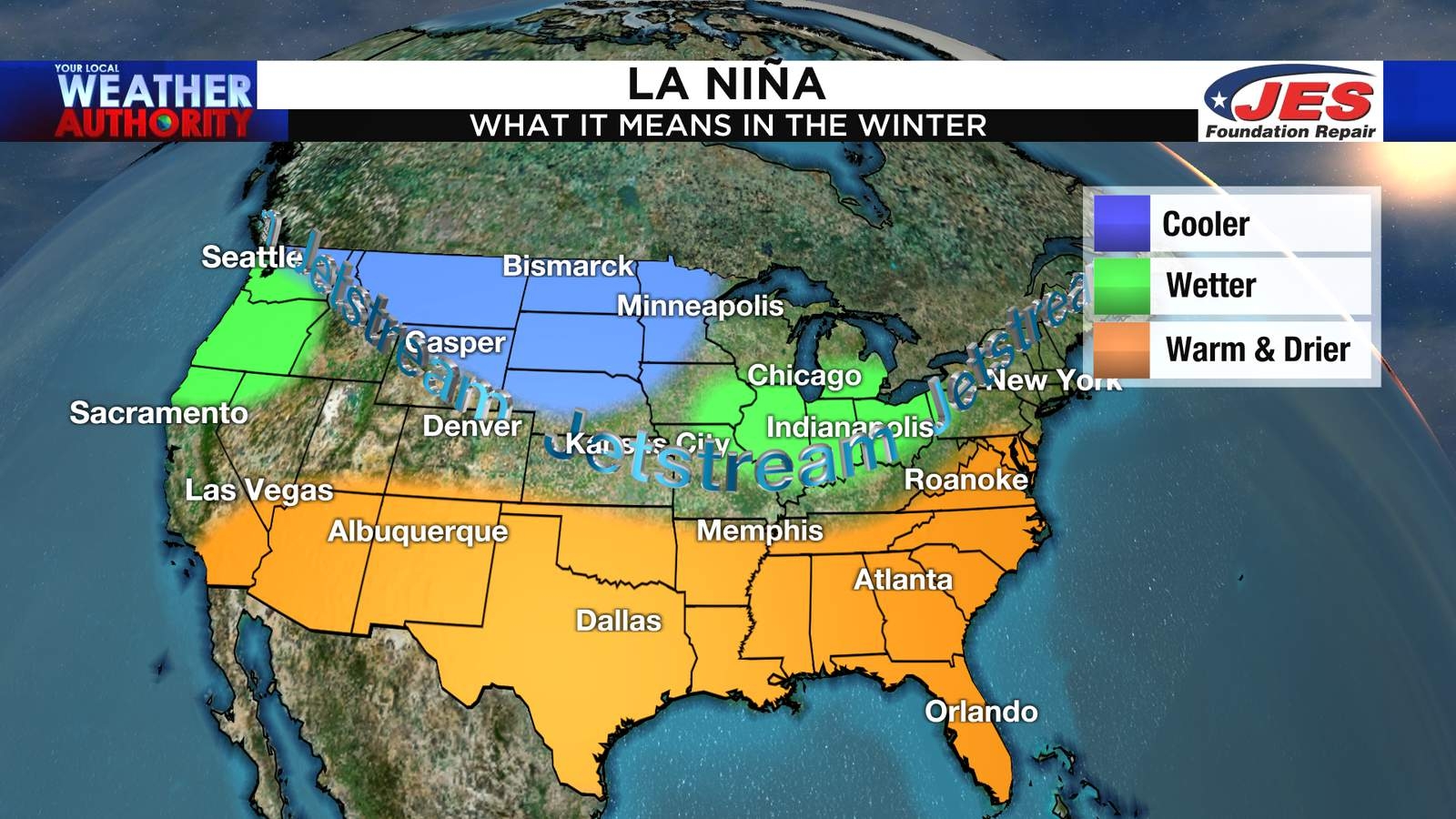 us winter weather forcast 2021 cooler north warmer south la nina and drought