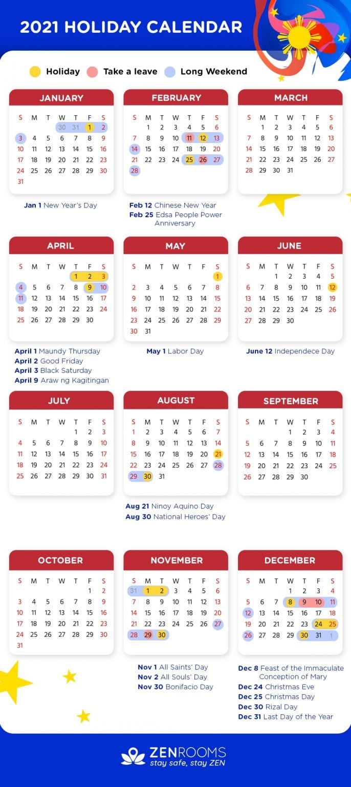 Schedule and List of Public holidays and observances in Philippines in 2021