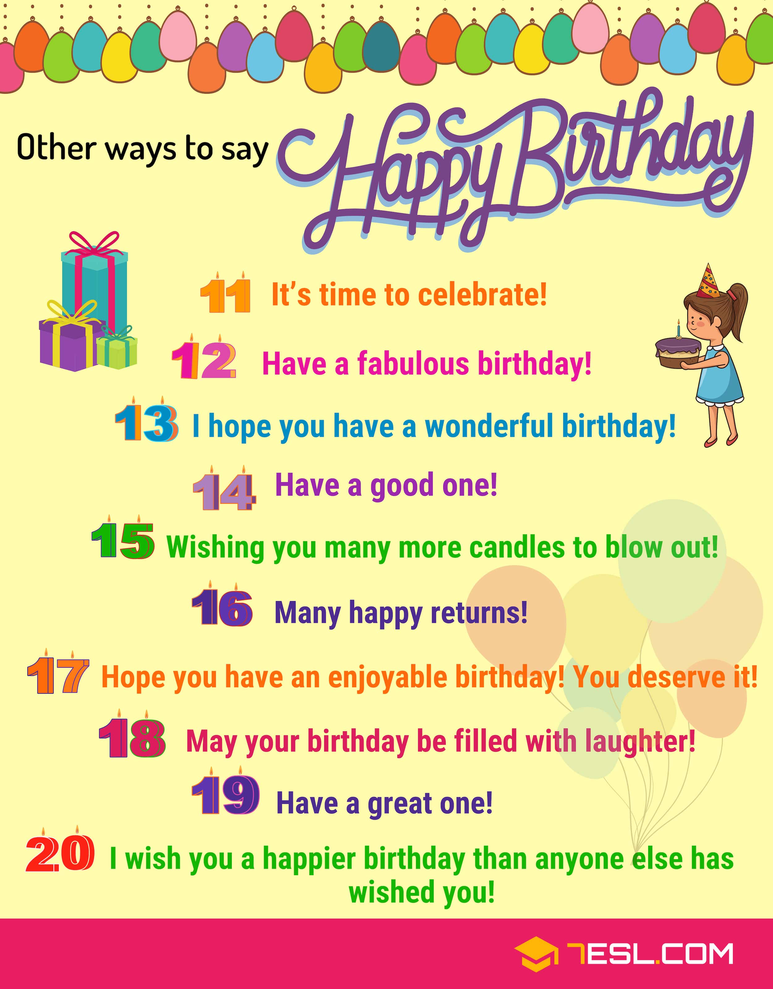 25+ Ways to Say HAPPY BIRTHDAY! in English